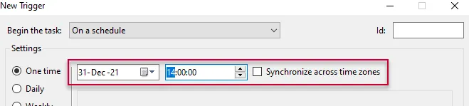 Create trigger to run daily at the same time