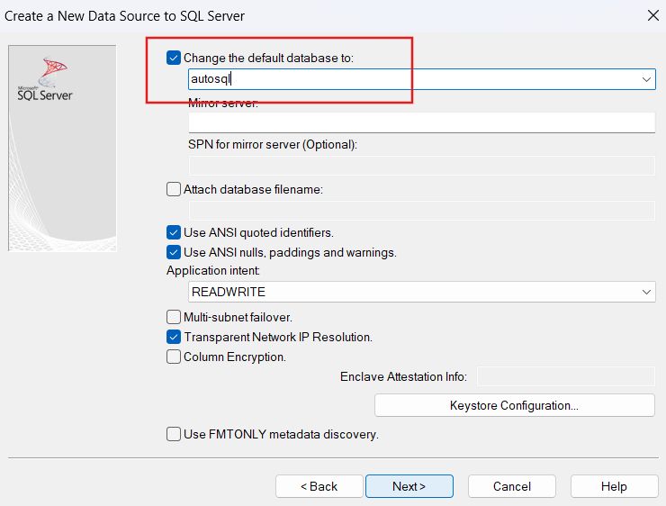 Choose your default database